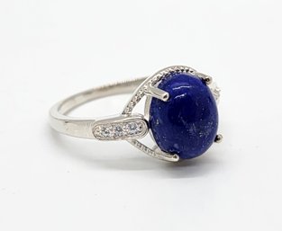 Lapis Lazuli, Faux Diamond Ring In Sterling