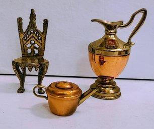 Miniatre Copper Chair From The London Zoo Paired With Copper Pitchers