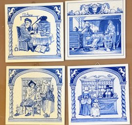 Four Vintage Delft Tiles From Holland