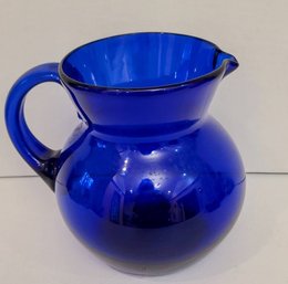 Mid Century Cobalt Blue Glass Pitcher