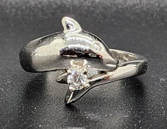 Sterling Silver, CZ Dolphin Ring