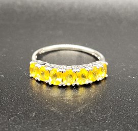 Madagascar Yellow Sapphire 7 Stone Ring In Platinum Over Sterling