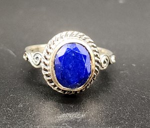 Artisan Crafted Lapis Lazuli Solitaire Ring In Sterling