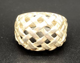 Vintage Sterling Silver Basket Weave Ring
