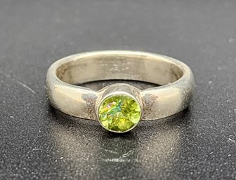 Vintage Sterling Silver Ring With Green Gemstone