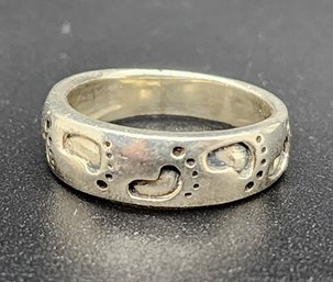 Vintage Sterling Silver Footprints Ring