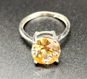 Orange CZ, Sterling Silver Ring