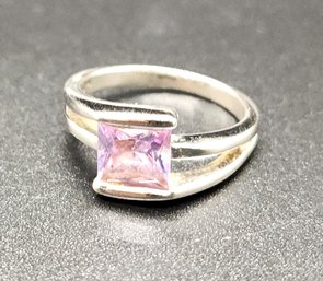 Sterling Silver Ring With Pink CZ