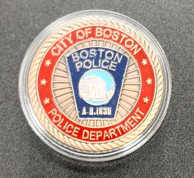 Boston Police Department Challenge Coin In Case