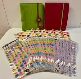 Fabric Binders, Colorful Polka Dot Document Cases, Alphabet Stickers