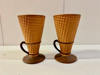 Pair Of Cute Ice Cream Cone Themed Florist Vases (2)