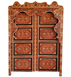 A Pair Of Very Large Traditional Tazouaqt Painted MASHRABIYA Style Shutters From Morocco