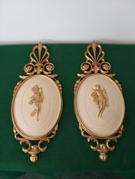 2 GREEK GODDESS DART IND. MOLDED PLASTIC WALL PLAQUES GREAT CONDITION
