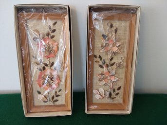 PAIR OF SOUVENIR DECORATIVE WALL PLAQUES MADE FROM SHELLS MADE IN PHILIPPINES