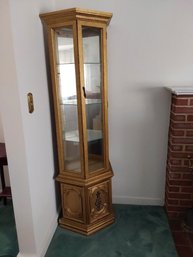 3 SIDED GOLD DISPLAY CASE WITH LIGHT