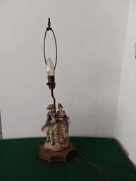 VINTAGE FRENCH STYLE PORCELAIN LAMP WITH METAL BASE