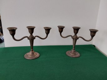 PAIR OF INTERNATIONAL STERLING COURTSHIP TRIPLE CANDLE HOLDERS