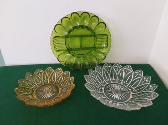 3 VINTAGE GLASS DISHES