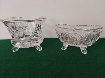 2 PIECES OF VINTAGE FOOTED GLASS BOWLS