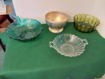 4 MISC. VERY DIFFERENT GLASS BOWLS