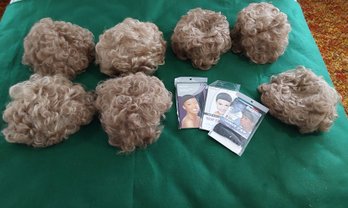 7 VINTAGE WIGS AND BRAND NEW WIG CAPS
