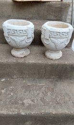 2 VINTAGE MATCHING CEMENT PLANTERS