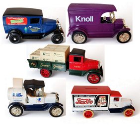 Set 5 Vintage Ertl Die Cast Antique Brand Name Company Truck Banks