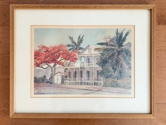 A Lithograph By Carol Garvin, The Albury Home, Key West Florida, 1981