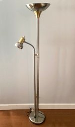 A Vintage Modern Chrome And Brass Torchiere By Holmes