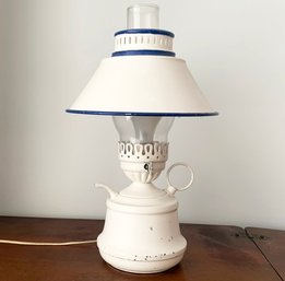 An Enameled Hurricane Style Accent Lamp