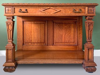 A 19th Century Carved Michigan Oak Sideboard From The Estate Of George Burns