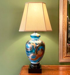 A Hand Painted Deco Revival Ceramic Lamp