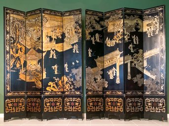 A Large And Stunning Late Qing Dynasty Parcel Gilt Screen