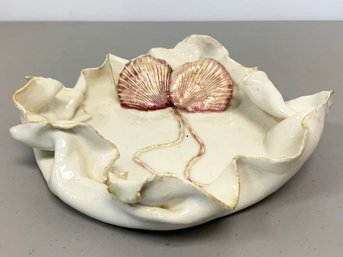 A Vintage Art Ceramic Dish With Shell Motif