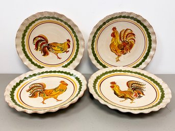 A Set Of 4 Dinner Plates 'Tuscan Rooster,' By Williams-Sonoma