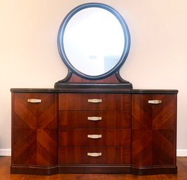 An Italian Modern Inlaid Marquetry Dresser With Mirror By ALF Italia