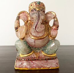 A Carved And Painted Onyx Ganesha