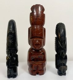 A Trio Of Ebony And Other Exotic Hard Wood African Figural Carvings