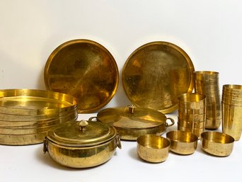 A Vintage Brass Dinner Service For 8 Plus Serving Pieces