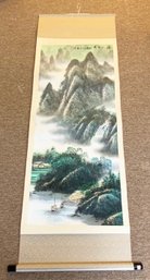 A Vintage Hand Colored Chinese Scroll - Large