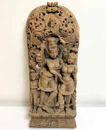 An Antique Indian Carved Wood Panel