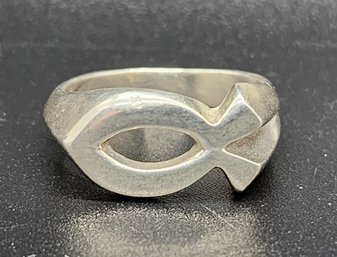 Vintage Sterling Silver Ichthus Fish Ring