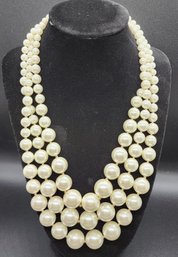 Vintage 3 Strand Faux Pearl Necklace