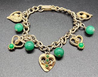 Vintage Green & Gold Tone Costume Bracelet
