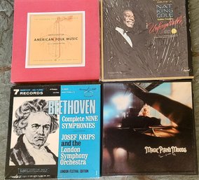 Group Of Four Vintage Albums, Beethoven To Nat King Cole