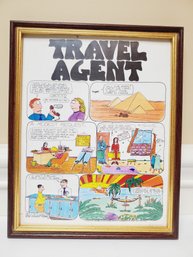 Vintage Framed Slice Of Life JD Beran Travel Agent Cartoon Poster Print