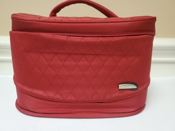 Travelon Red Quilted Overnight Toiletry Travel Vanity Train Case Bag