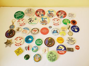 Vintage Collection Of Button & Pinbacks - Including Disney & Many More