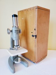 Vintage TASCO Student 100x Microscope In Wooden Box