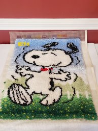 Vintage Dancing SNOOPY Hook Rug